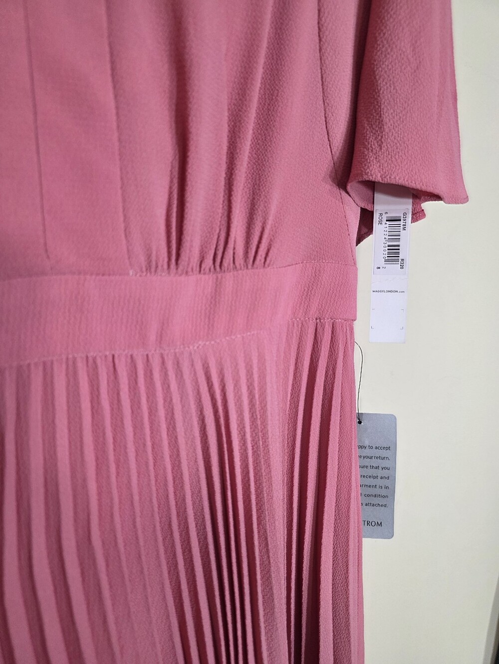 Maggy London NWT Rose Pink Pleated Midi Dress Size 8 - Picture 4 of 7